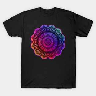 Digital Fluid Art Design - from Original Cup Technique - Rainbow Mandala T-Shirt